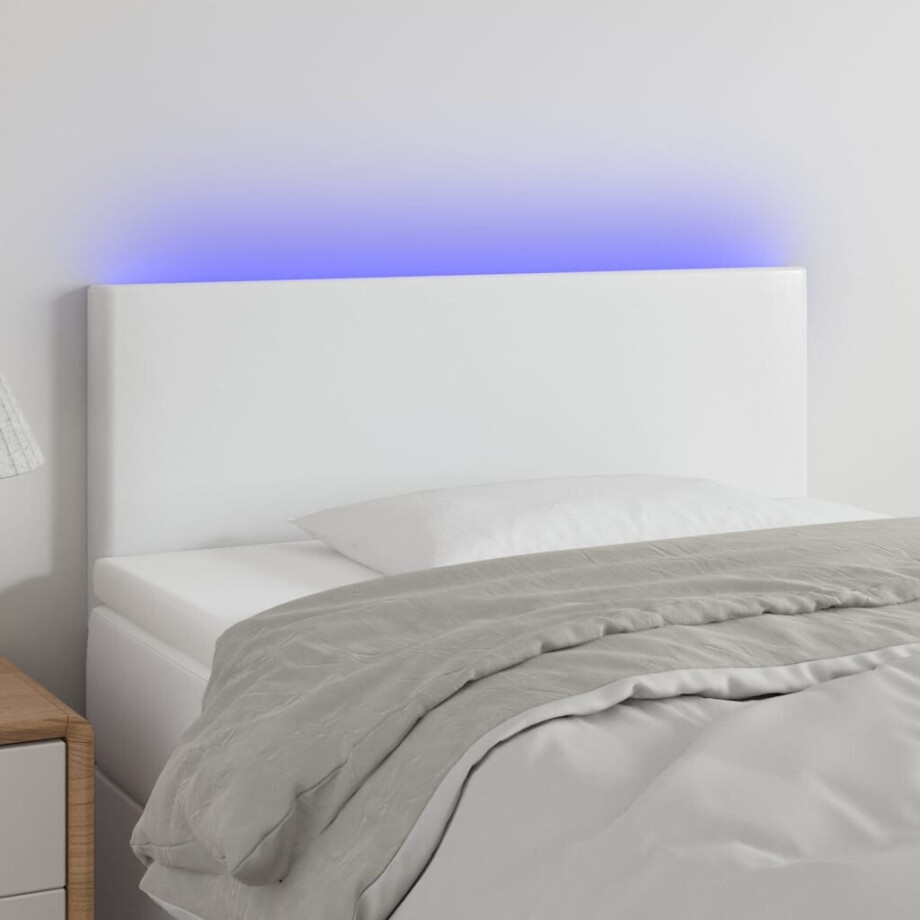 vidaXL Hoofdbord LED 90x5x78/88 cm kunstleer wit afbeelding 1