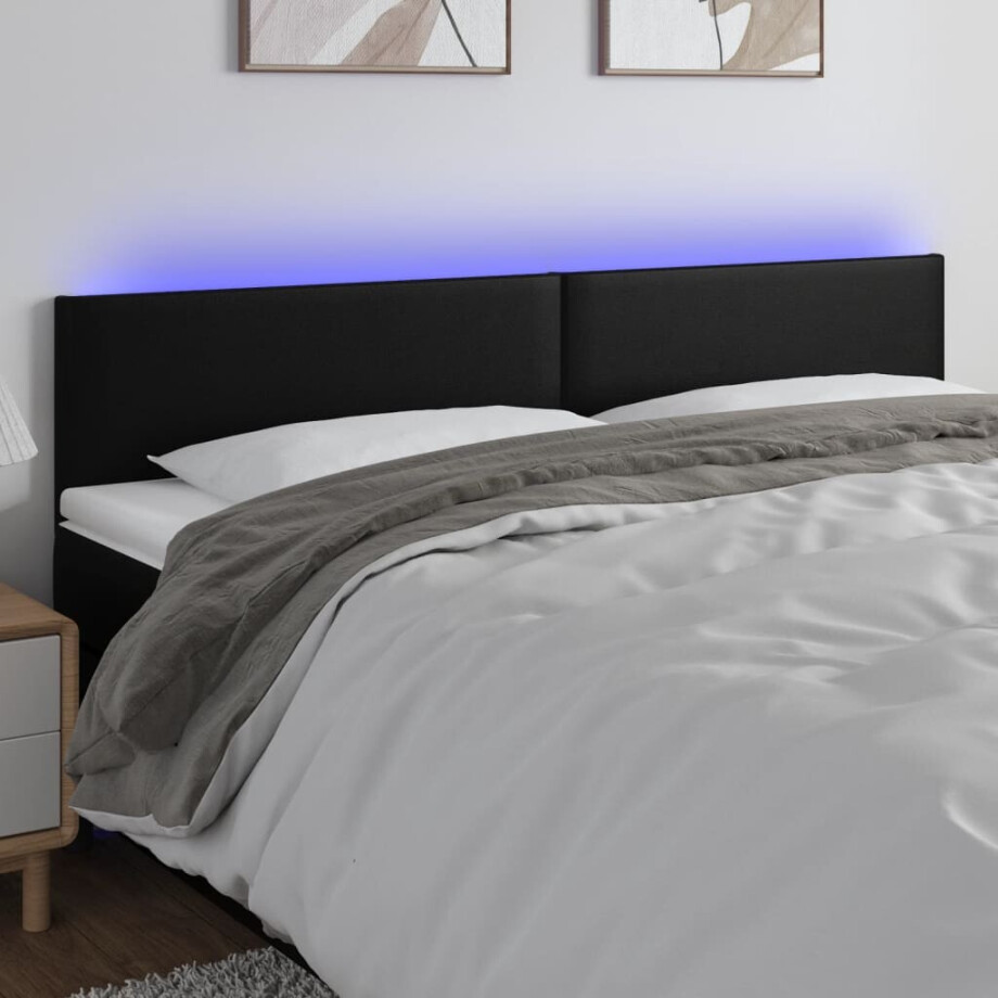 vidaXL Hoofdbord LED 180x5x78/88 cm kunstleer zwart afbeelding 1