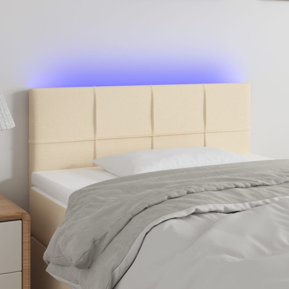 vidaXL Hoofdbord LED 80x5x78/88 cm stof crèmekleurig afbeelding 1