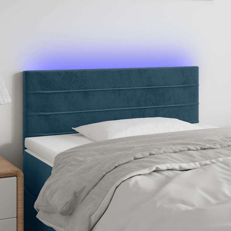 vidaXL Hoofdbord LED 80x5x78/88 cm fluweel donkerblauw vidaXL Hoofdbord LED 80x5x78/88 cm fluweel donkerblauw afbeelding 1
