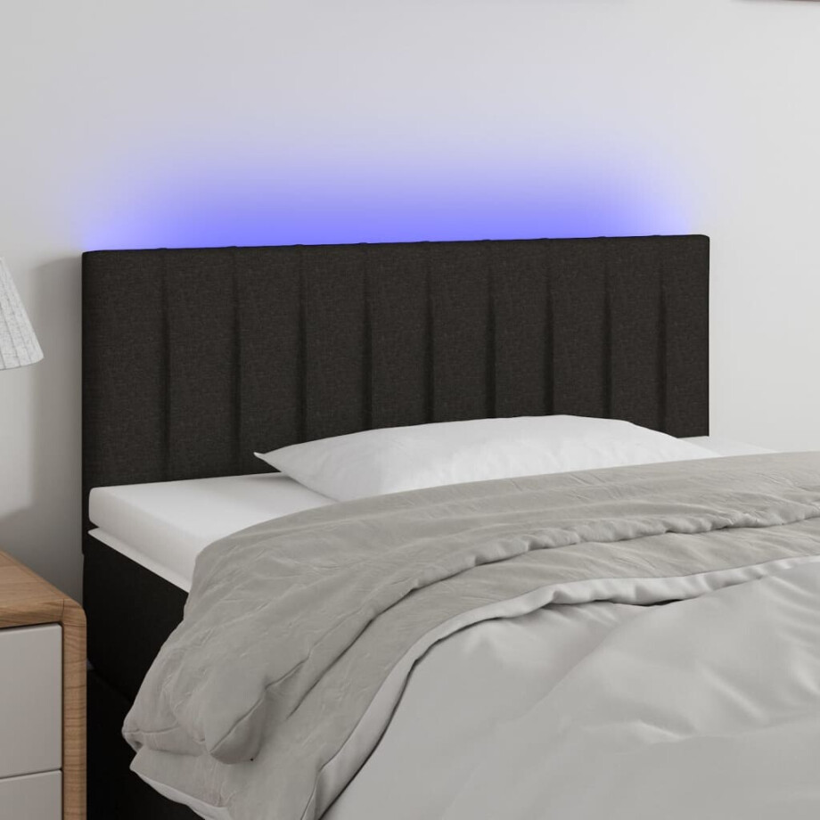 vidaXL Hoofdbord LED 80x5x78/88 cm stof zwart vidaXL Hoofdbord LED 80x5x78/88 cm stof zwart afbeelding 1