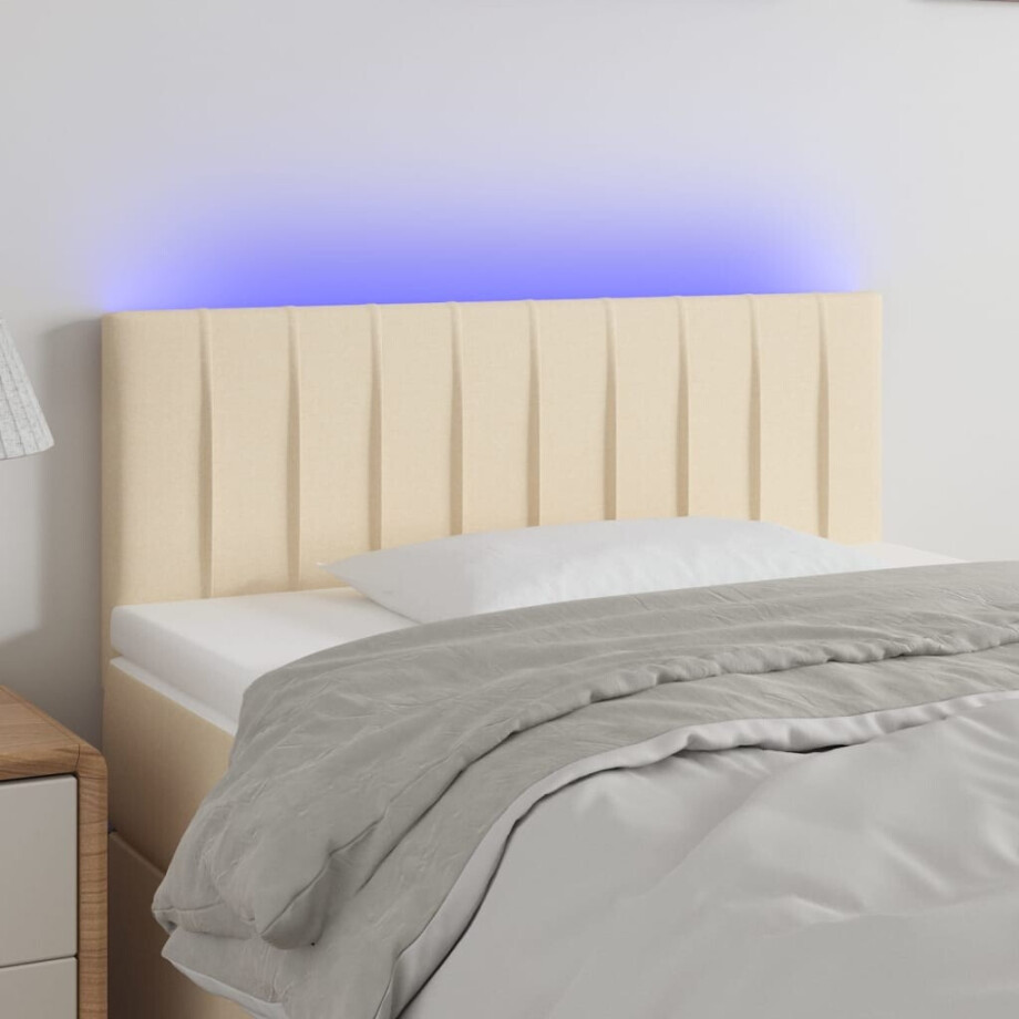 vidaXL Hoofdbord LED 80x5x78/88 cm stof crèmekleurig vidaXL Hoofdbord LED 80x5x78/88 cm stof crèmekleurig afbeelding 1
