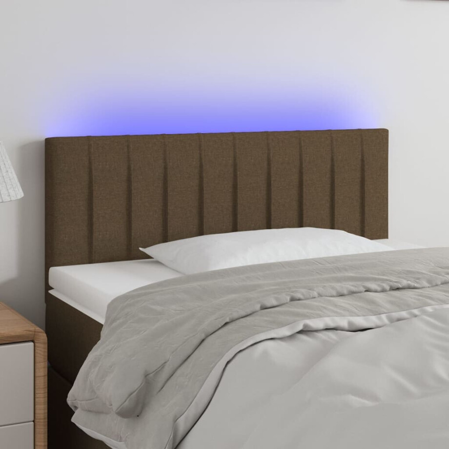 vidaXL Hoofdbord LED 100x5x78/88 cm stof donkerbruin afbeelding 1