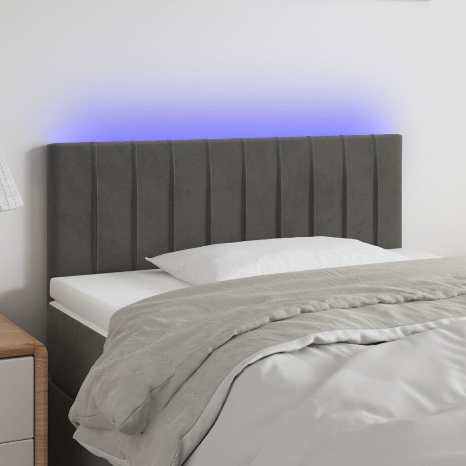 vidaXL Hoofdbord LED 80x5x78/88 cm fluweel donkergrijs vidaXL Hoofdbord LED 80x5x78/88 cm fluweel donkergrijs afbeelding 1