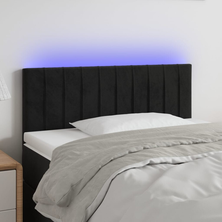vidaXL Hoofdbord LED 80x5x78/88 cm fluweel zwart afbeelding 1