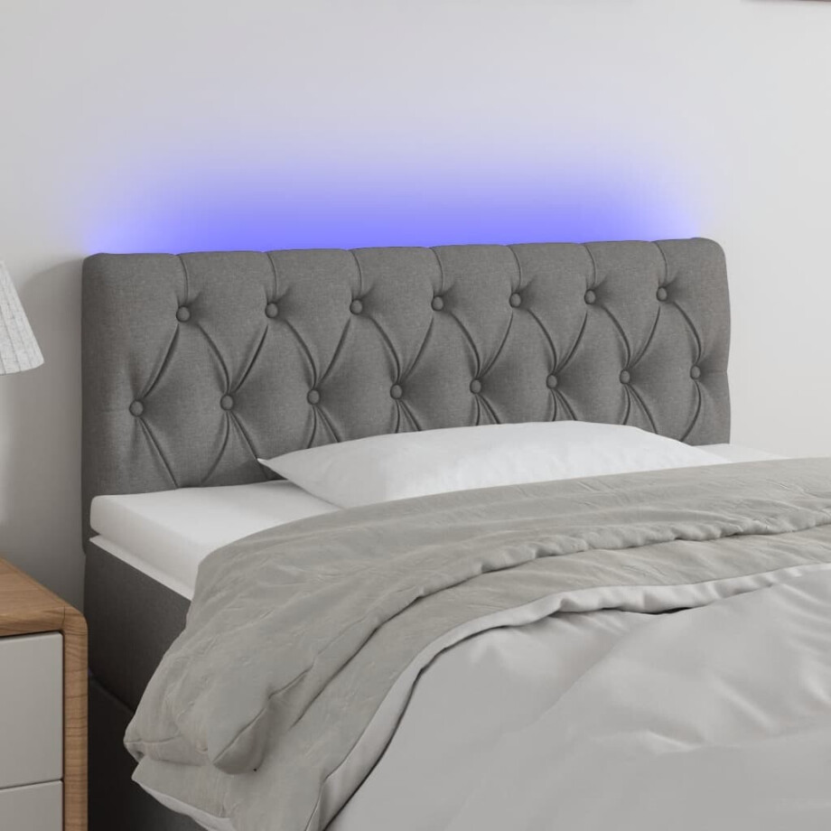 vidaXL Hoofdbord LED 90x7x78/88 cm stof donkergrijs vidaXL Hoofdbord LED 90x7x78/88 cm stof donkergrijs afbeelding 1