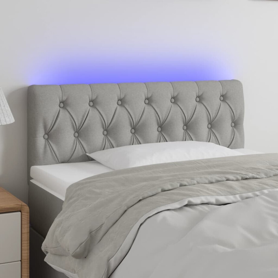 vidaXL Hoofdbord LED 100x7x78/88 cm stof lichtgrijs vidaXL Hoofdbord LED 100x7x78/88 cm stof lichtgrijs afbeelding 1