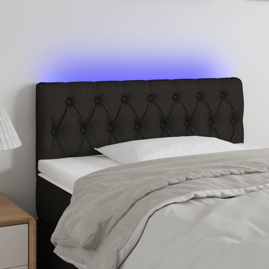 vidaXL Hoofdbord LED 100x7x78/88 cm stof zwart vidaXL Hoofdbord LED 100x7x78/88 cm stof zwart afbeelding 1