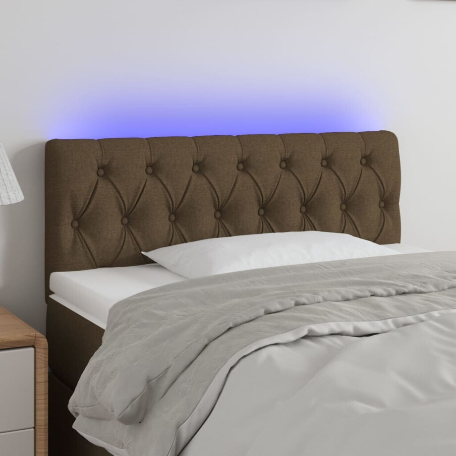 vidaXL Hoofdbord LED 100x7x78/88 cm stof donkerbruin afbeelding 1
