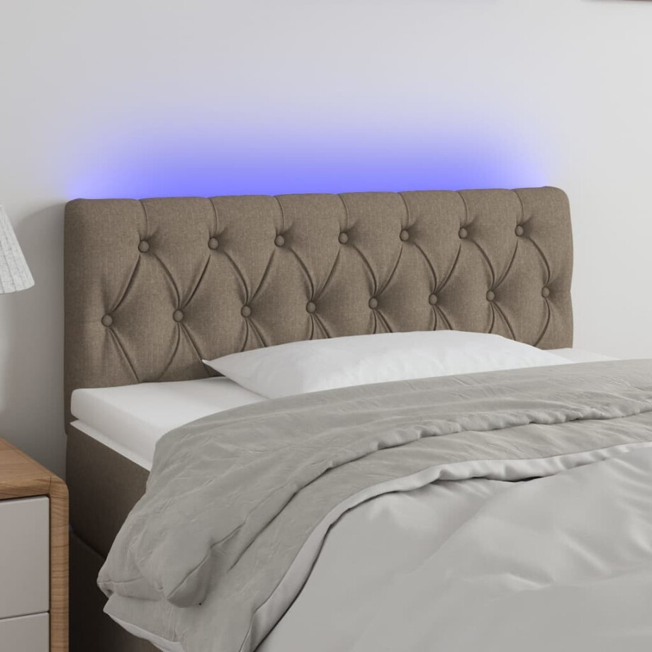 vidaXL Hoofdbord LED 100x7x78/88 cm stof taupe vidaXL Hoofdbord LED 100x7x78/88 cm stof taupe afbeelding 1