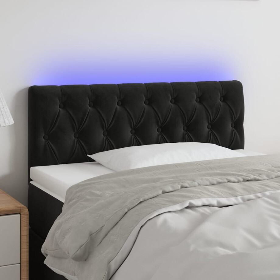 vidaXL Hoofdbord LED 90x7x78/88 cm fluweel zwart afbeelding 1