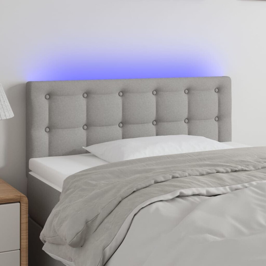 vidaXL Hoofdbord LED 80x5x78/88 cm stof lichtgrijs vidaXL Hoofdbord LED 80x5x78/88 cm stof lichtgrijs afbeelding 1