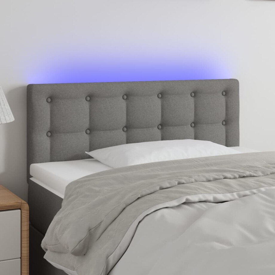 vidaXL Hoofdbord LED 80x5x78/88 cm stof donkergrijs vidaXL Hoofdbord LED 80x5x78/88 cm stof donkergrijs afbeelding 1