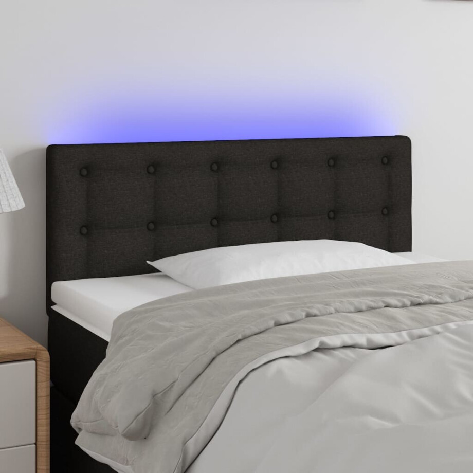 vidaXL Hoofdbord LED 80x5x78/88 cm stof zwart afbeelding 1