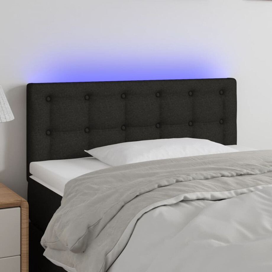 vidaXL Hoofdbord LED 100x5x78/88 cm stof zwart vidaXL Hoofdbord LED 100x5x78/88 cm stof zwart afbeelding 1