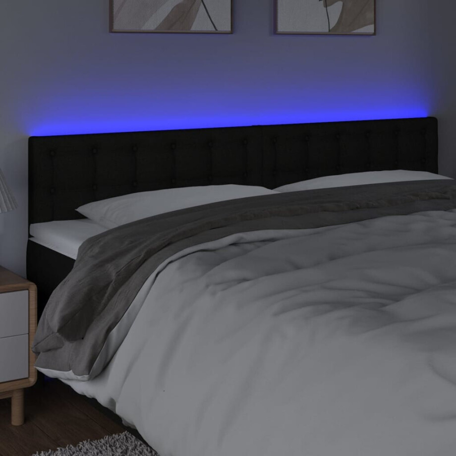 vidaXL Hoofdbord LED 200x5x78/88 cm stof zwart vidaXL Hoofdbord LED 200x5x78/88 cm stof zwart afbeelding 1