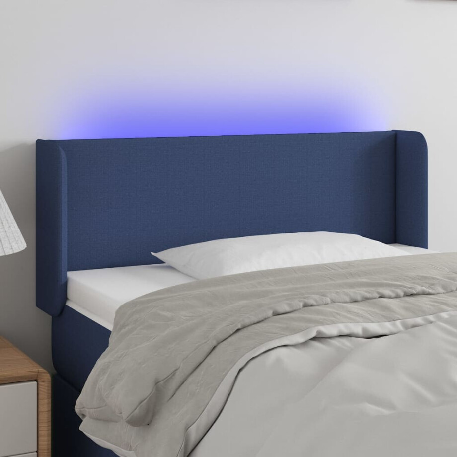 vidaXL Hoofdbord LED 93x16x78/88 cm stof blauw vidaXL Hoofdbord LED 93x16x78/88 cm stof blauw afbeelding 1