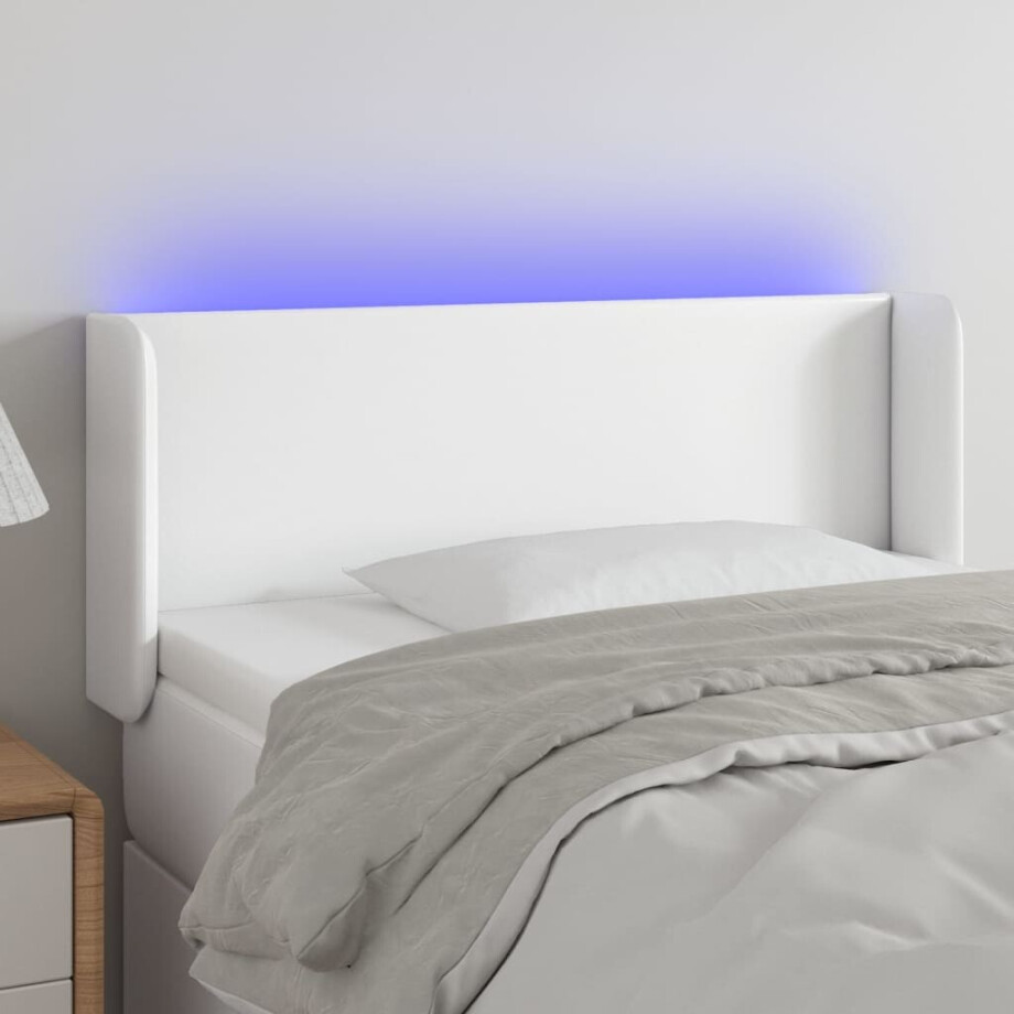 vidaXL Hoofdbord LED 93x16x78/88 cm kunstleer wit afbeelding 1
