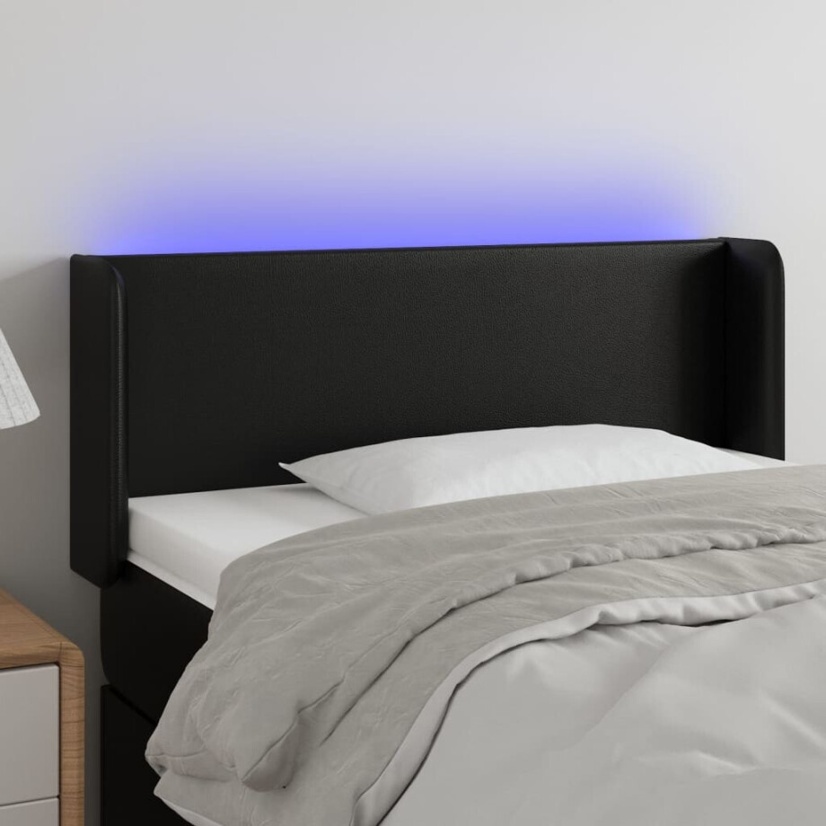 vidaXL Hoofdbord LED 103x16x78/88 cm kunstleer zwart afbeelding 1