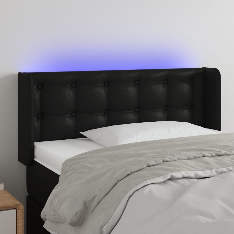 vidaXL Hoofdbord LED 83x16x78/88 cm kunstleer zwart afbeelding 1