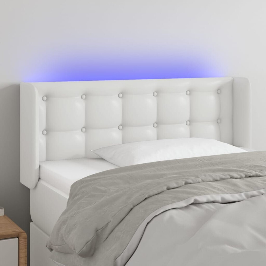 vidaXL Hoofdbord LED 83x16x78/88 cm kunstleer wit afbeelding 1