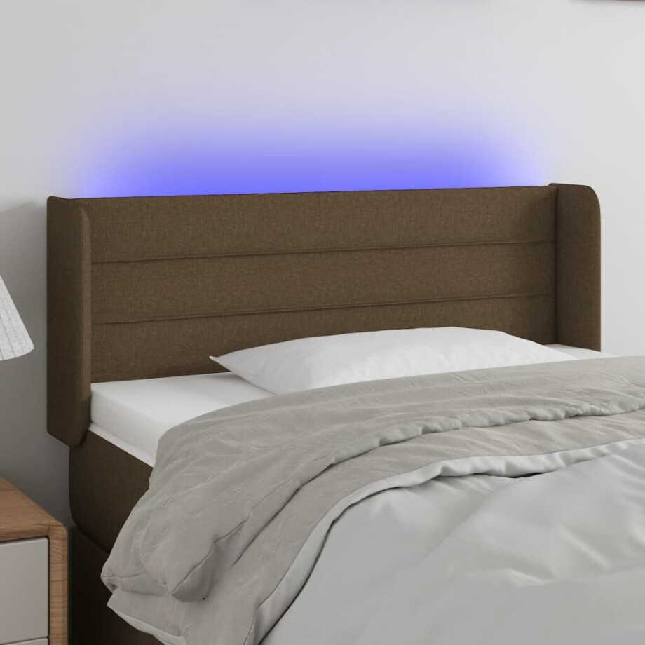 vidaXL Hoofdbord LED 93x16x78/88 cm stof donkerbruin afbeelding 1