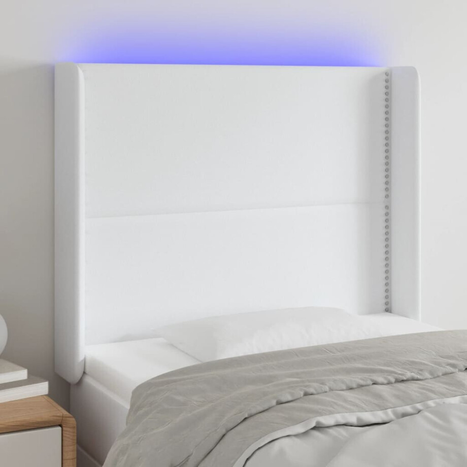vidaXL Hoofdbord LED 103x16x118/128 cm kunstleer wit vidaXL Hoofdbord LED 103x16x118/128 cm kunstleer wit afbeelding 1