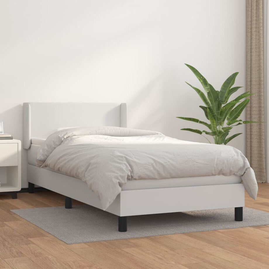 vidaXL Boxspring met matras kunstleer wit 80x200 cm afbeelding 1