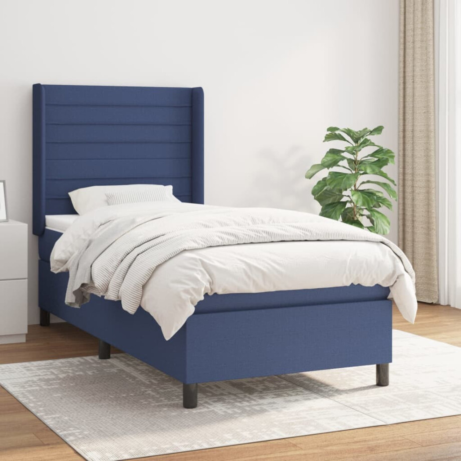 vidaXL Boxspring met matras stof blauw 80x200 cm vidaXL Boxspring met matras stof blauw 80x200 cm afbeelding 1
