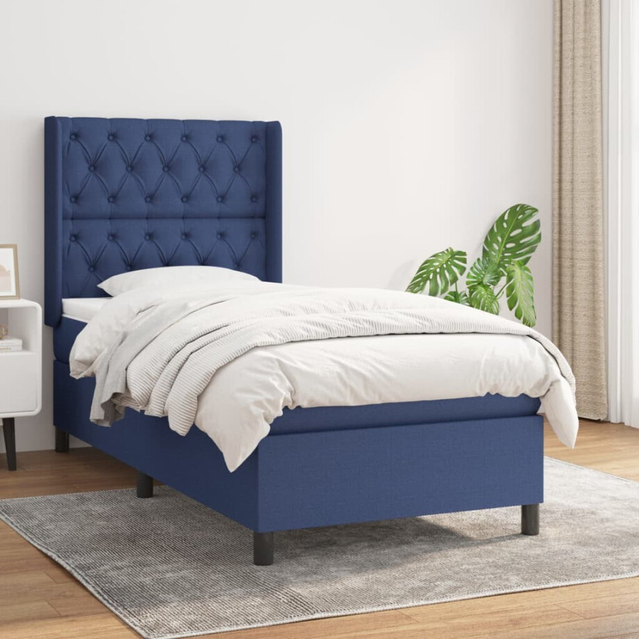 vidaXL Boxspring met matras stof blauw 80x200 cm vidaXL Boxspring met matras stof blauw 80x200 cm afbeelding 1