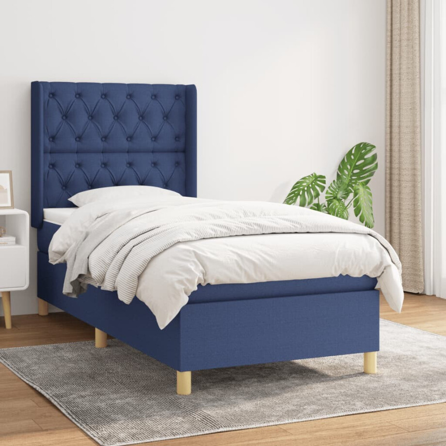 vidaXL Boxspring met matras stof blauw 80x200 cm vidaXL Boxspring met matras stof blauw 80x200 cm afbeelding 1
