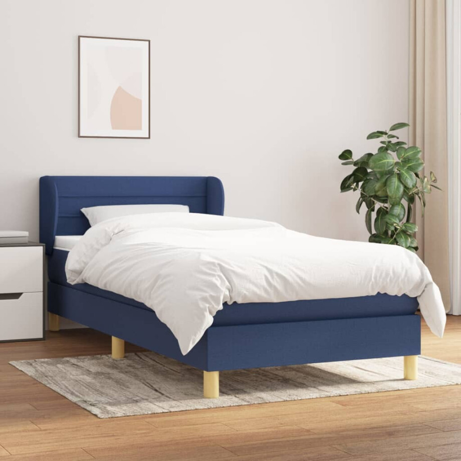 vidaXL Boxspring met matras stof blauw 80x200 cm vidaXL Boxspring met matras stof blauw 80x200 cm afbeelding 1