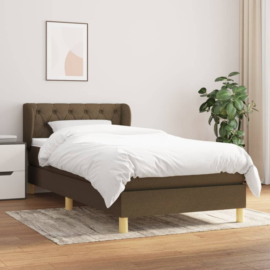 vidaXL Boxspring met matras stof donkerbruin 80x200 cm afbeelding 1