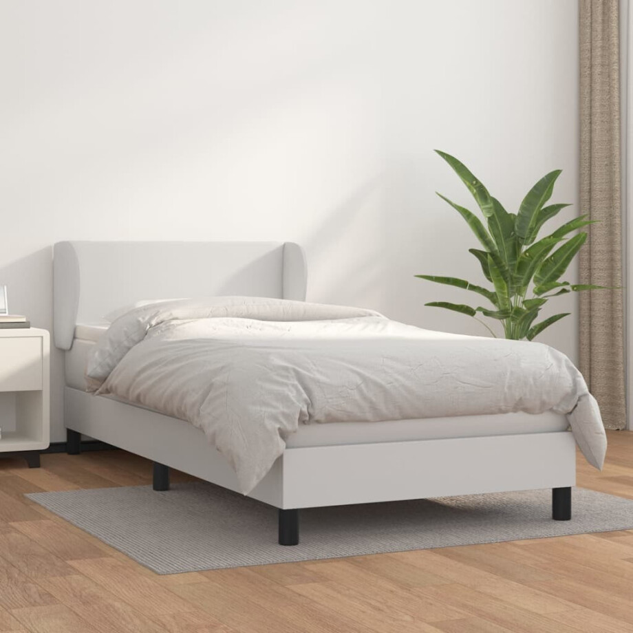 vidaXL Boxspring met matras kunstleer wit 80x200 cm afbeelding 1