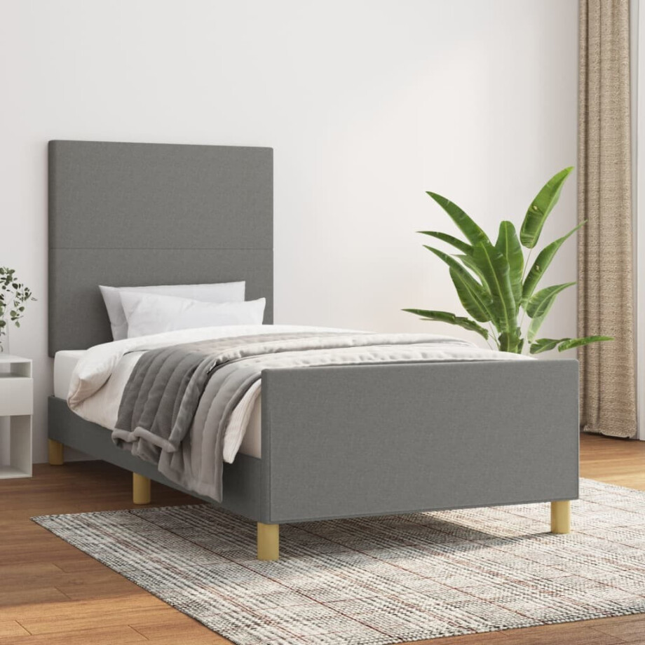 vidaXL Bedframe zonder matras 80x200 cm stof donkergrijs vidaXL Bedframe zonder matras 80x200 cm stof donkergrijs afbeelding 1
