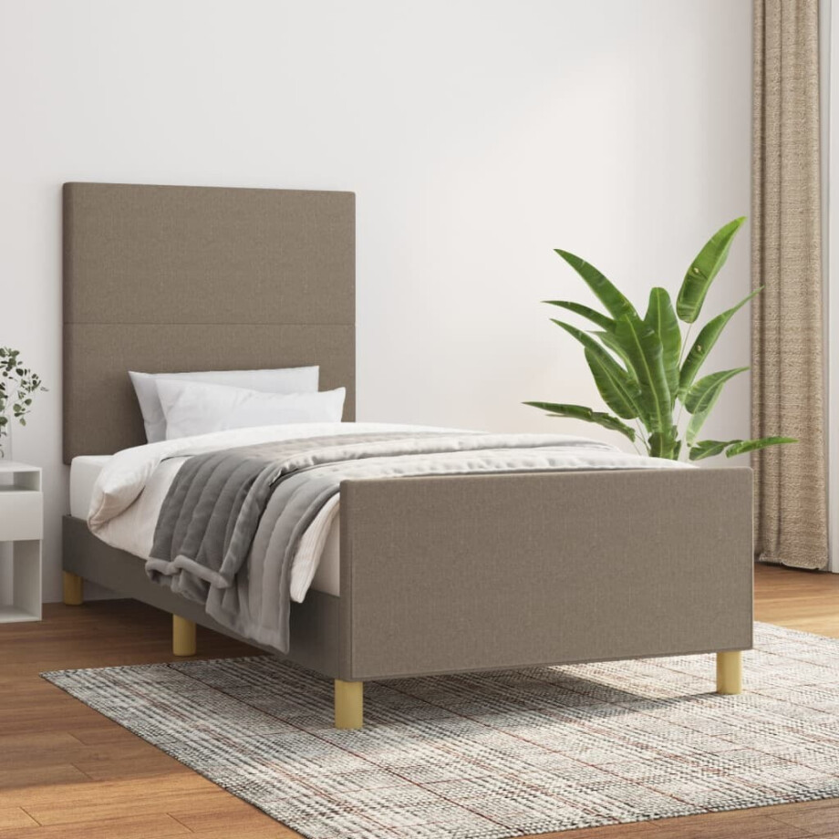 vidaXL Bedframe zonder matras 90x190 cm stof taupe afbeelding 1
