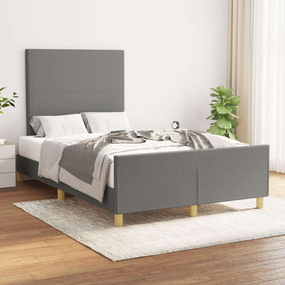 vidaXL Bedframe zonder matras 120x200 cm stof donkergrijs afbeelding 1