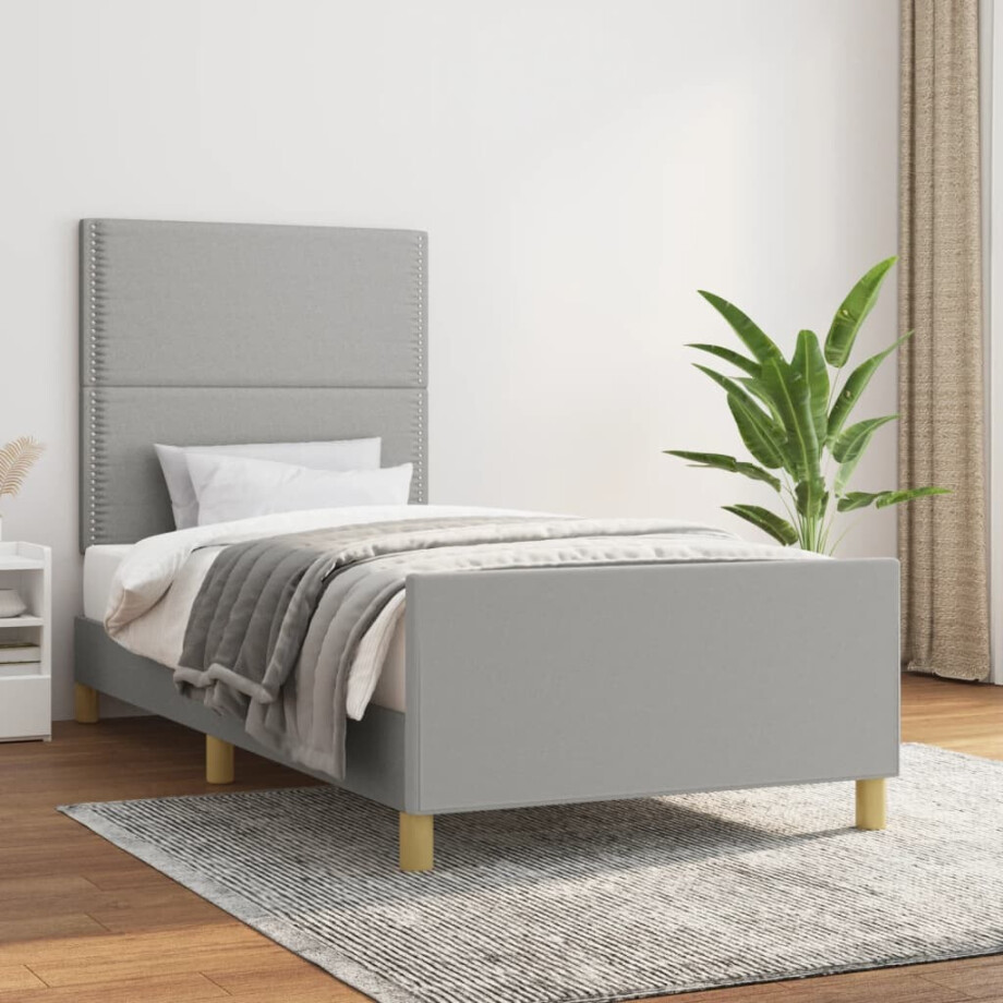 vidaXL Bedframe zonder matras 90x200 cm stof lichtgrijs vidaXL Bedframe zonder matras 90x200 cm stof lichtgrijs afbeelding 1