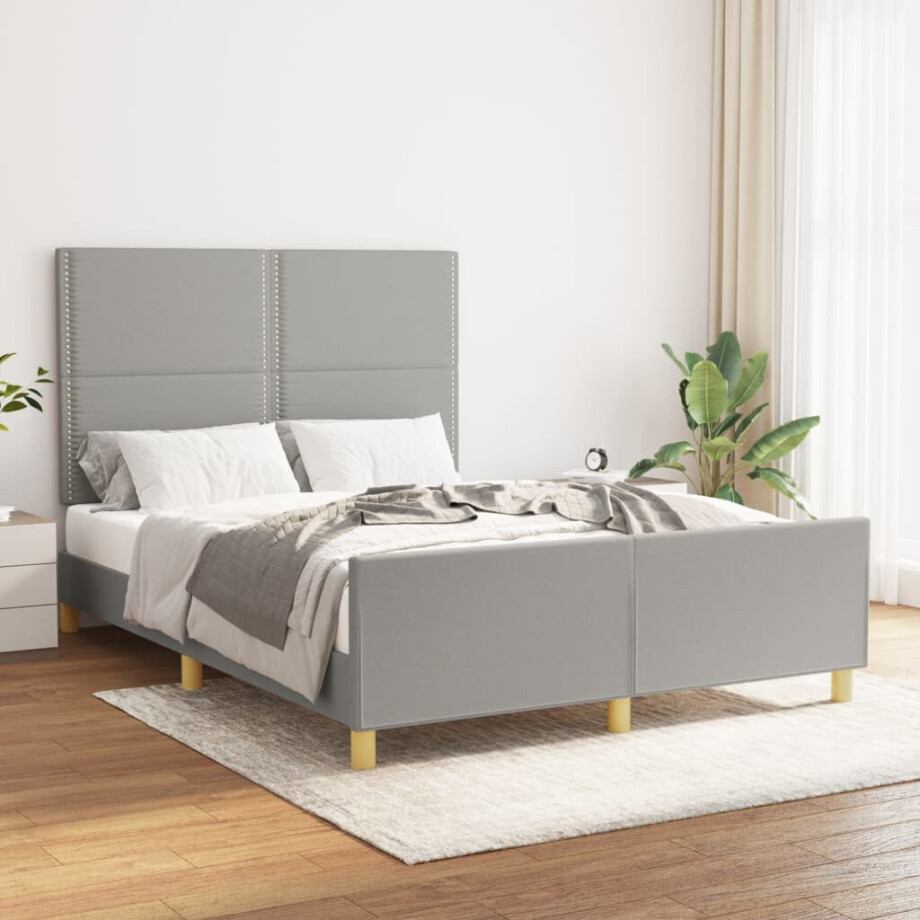 vidaXL Bedframe zonder matras stof lichtgrijs 140x200 cm vidaXL Bedframe zonder matras stof lichtgrijs 140x200 cm afbeelding 1