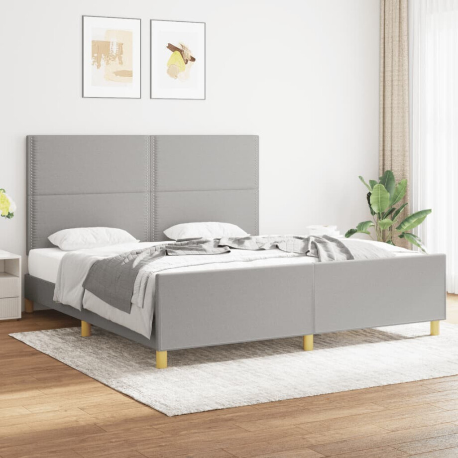 vidaXL Bedframe zonder matras stof lichtgrijs 180x200 cm vidaXL Bedframe zonder matras stof lichtgrijs 180x200 cm afbeelding 1