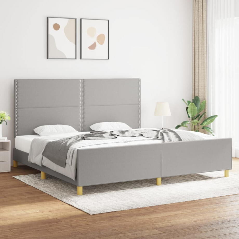vidaXL Bedframe zonder matras stof lichtgrijs 200x200 cm vidaXL Bedframe zonder matras stof lichtgrijs 200x200 cm afbeelding 1