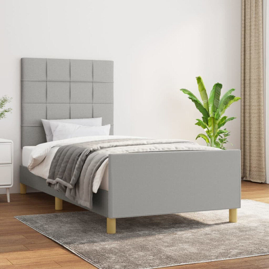 vidaXL Bedframe zonder matras 90x200 cm stof lichtgrijs vidaXL Bedframe zonder matras 90x200 cm stof lichtgrijs afbeelding 1