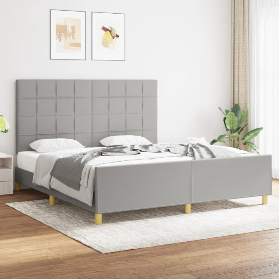 vidaXL Bedframe zonder matras stof lichtgrijs 180x200 cm vidaXL Bedframe zonder matras stof lichtgrijs 180x200 cm afbeelding 1
