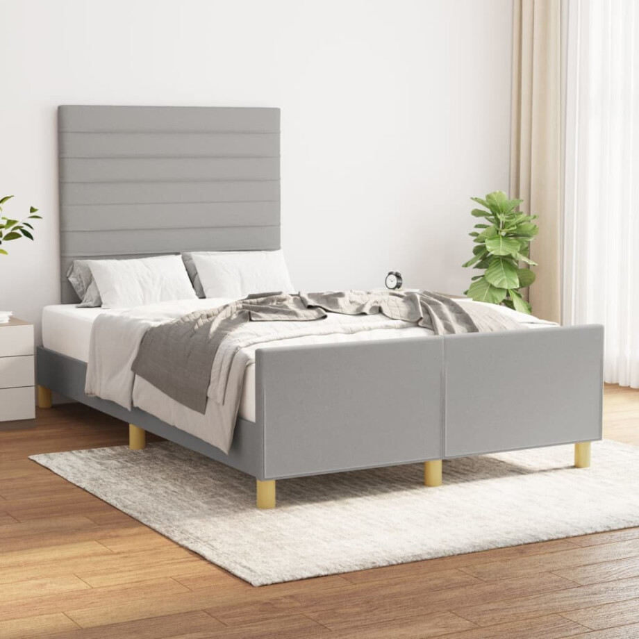 vidaXL Bedframe zonder matras 120x200 cm stof lichtgrijs afbeelding 1
