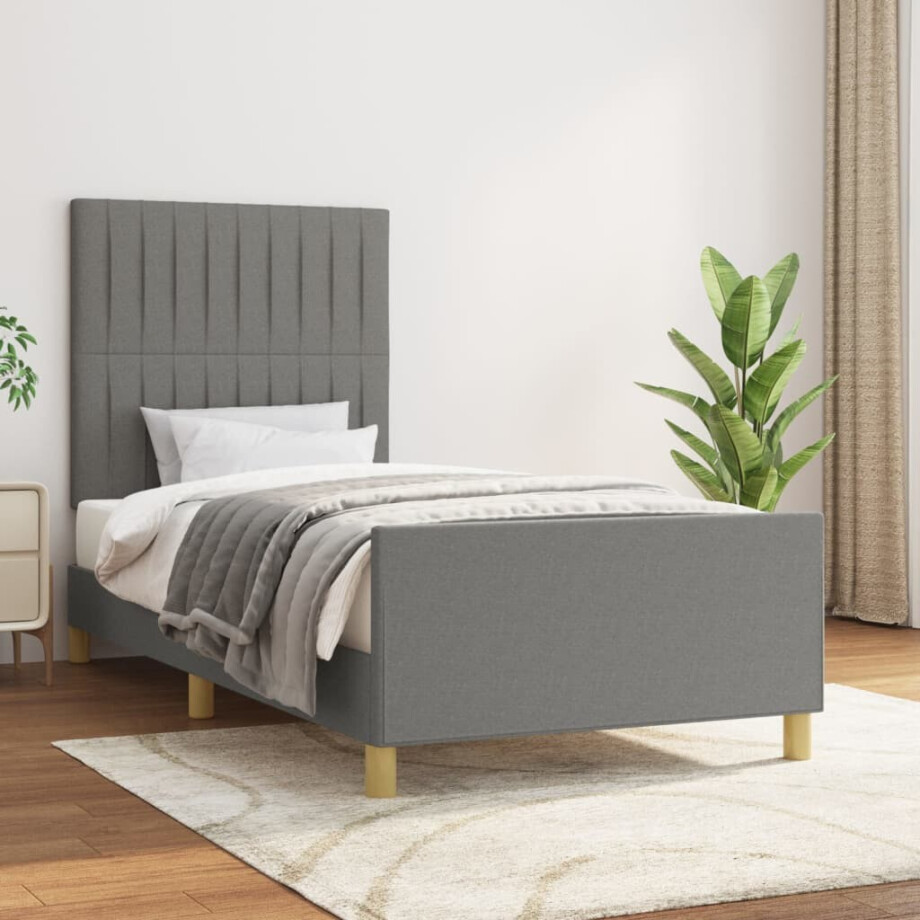 vidaXL Bedframe zonder matras 80x200 cm stof donkergrijs vidaXL Bedframe zonder matras 80x200 cm stof donkergrijs afbeelding 1