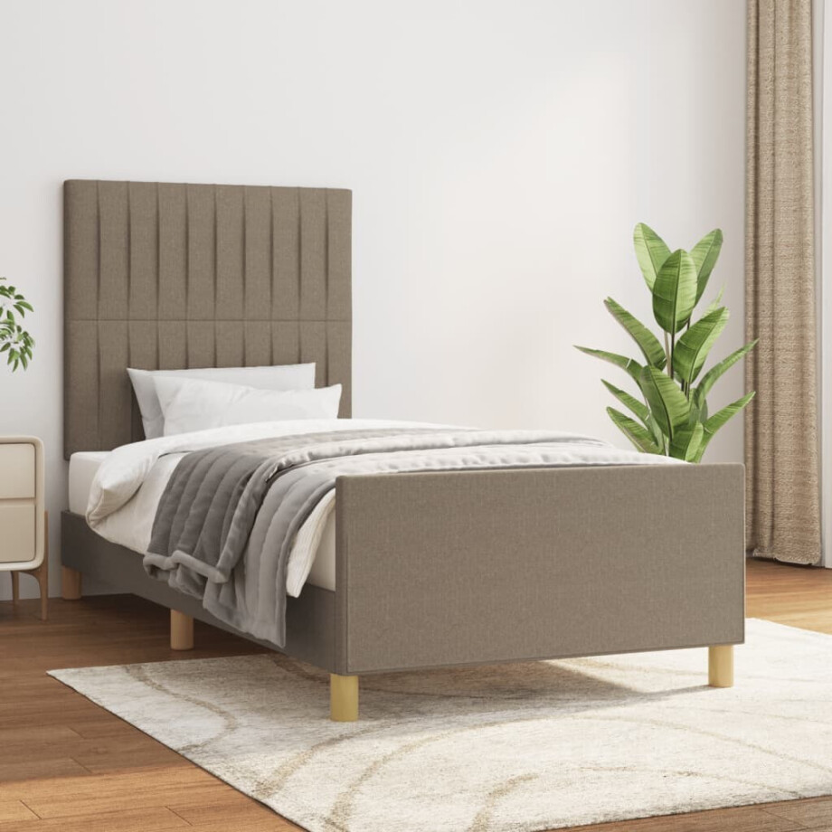 vidaXL Bedframe zonder matras 80x200 cm stof taupe afbeelding 1
