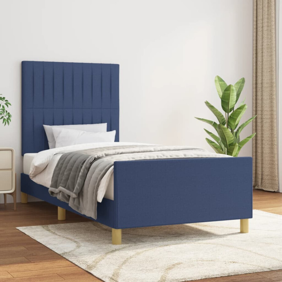 vidaXL Bedframe zonder matras 80x200 cm stof blauw vidaXL Bedframe zonder matras 80x200 cm stof blauw afbeelding 1