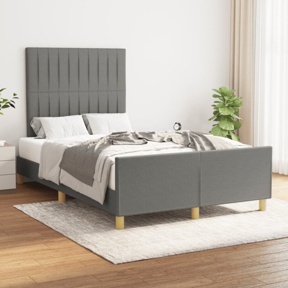 vidaXL Bedframe zonder matras 120x200 cm stof donkergrijs afbeelding 1