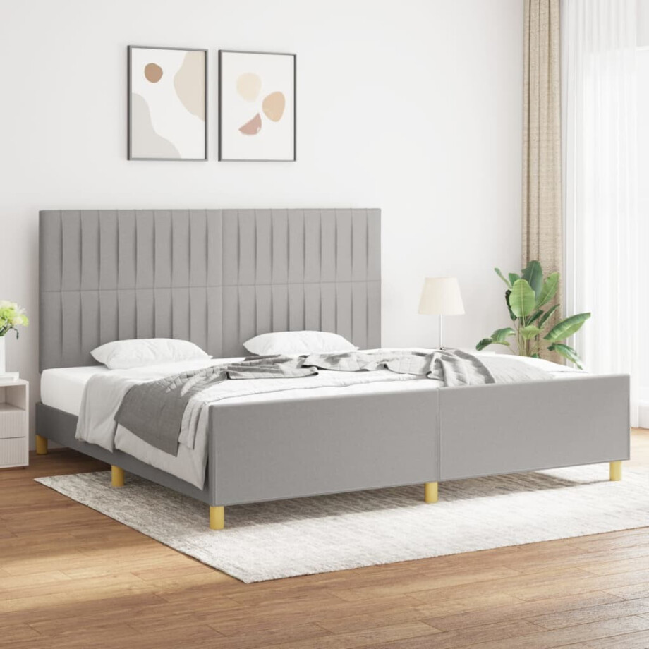 vidaXL Bedframe zonder matras stof lichtgrijs 200x200 cm afbeelding 1
