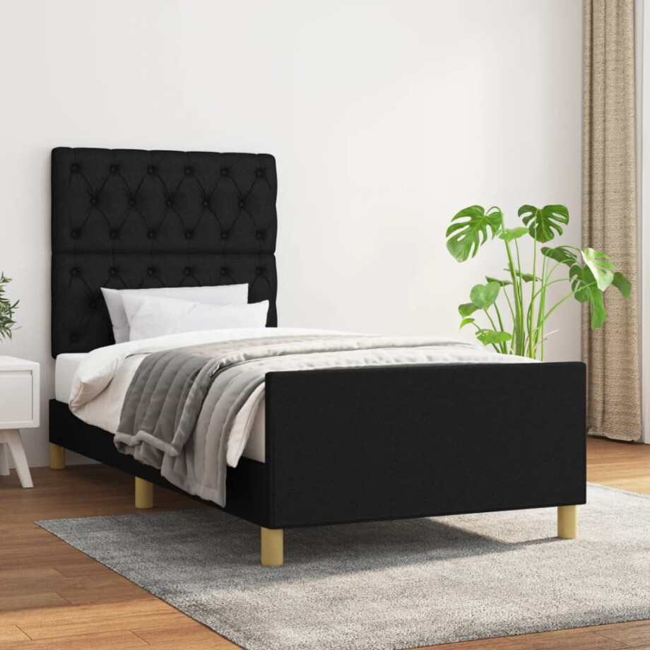 vidaXL Bedframe zonder matras 80x200 cm stof zwart afbeelding 1